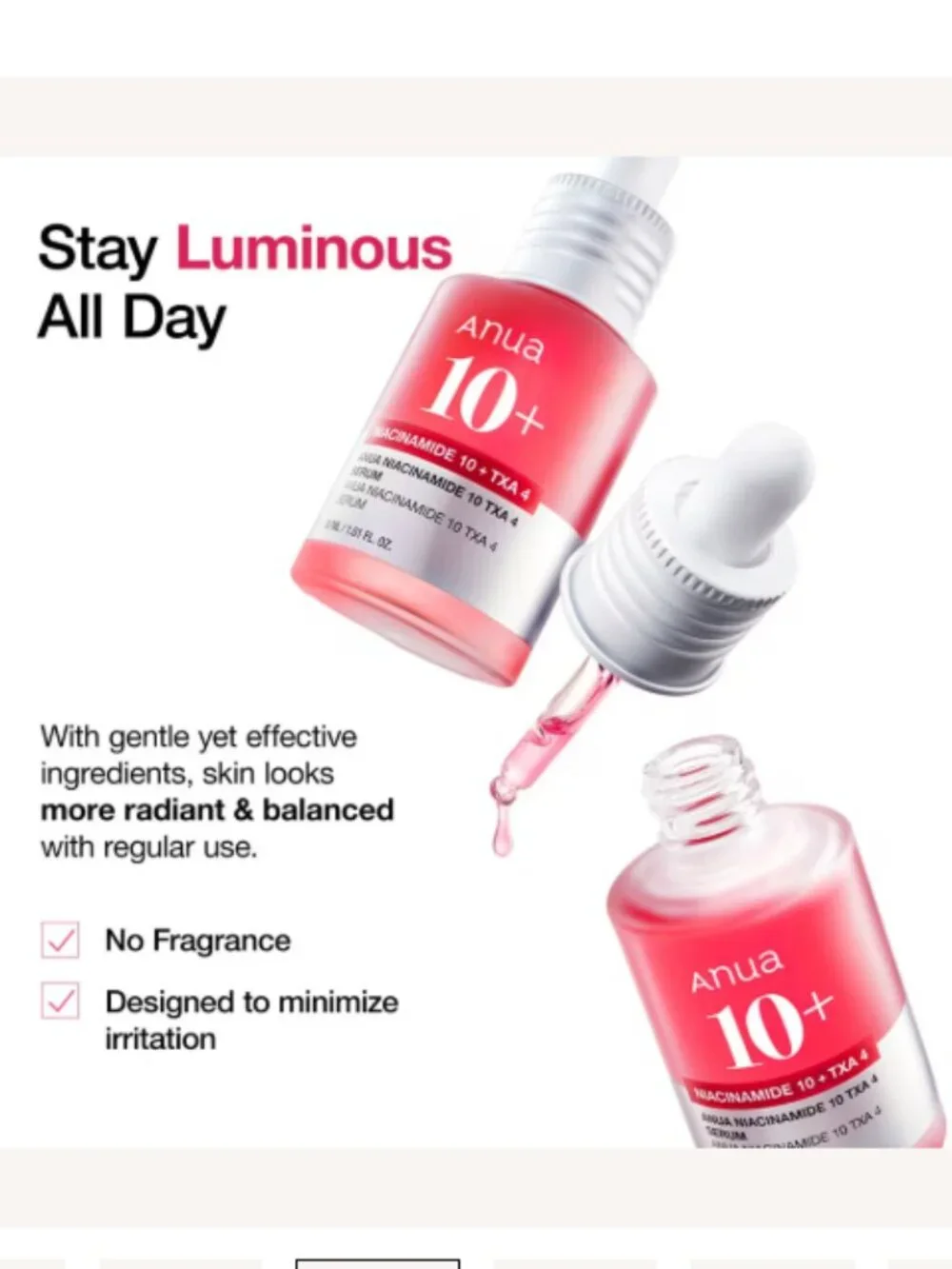 ANUA Niacinamide‎ 10% + TXA 4% Dark Spot Correcting Serum | 1.0 oz | Brand New